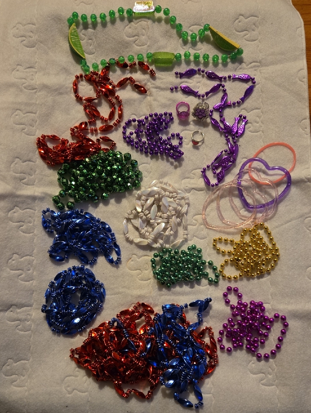Mixed Metallic Mardi Gras Bead Necklace Lot